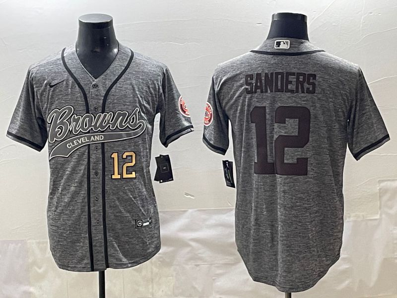 Men 2025 Cleveland Browns #12 Sanders Grey Joint Name Nike Limited NFL Jersey style 2->cleveland browns->NFL Jersey